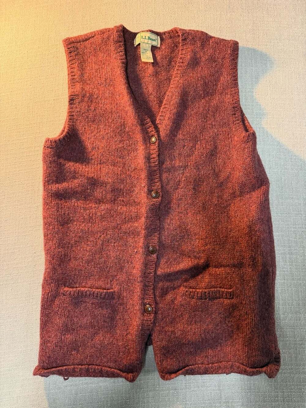 Vintage L.L. Bean 100% Pure Wool Button-Front Sweater Vest